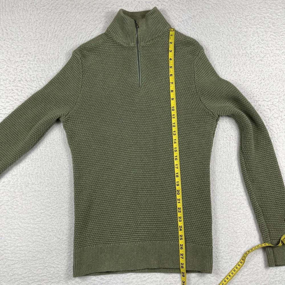 J Crew Sweater Mens Medium Green 1/4 Zip Pullover Gorp Cabin‎ Teacher Dad Office